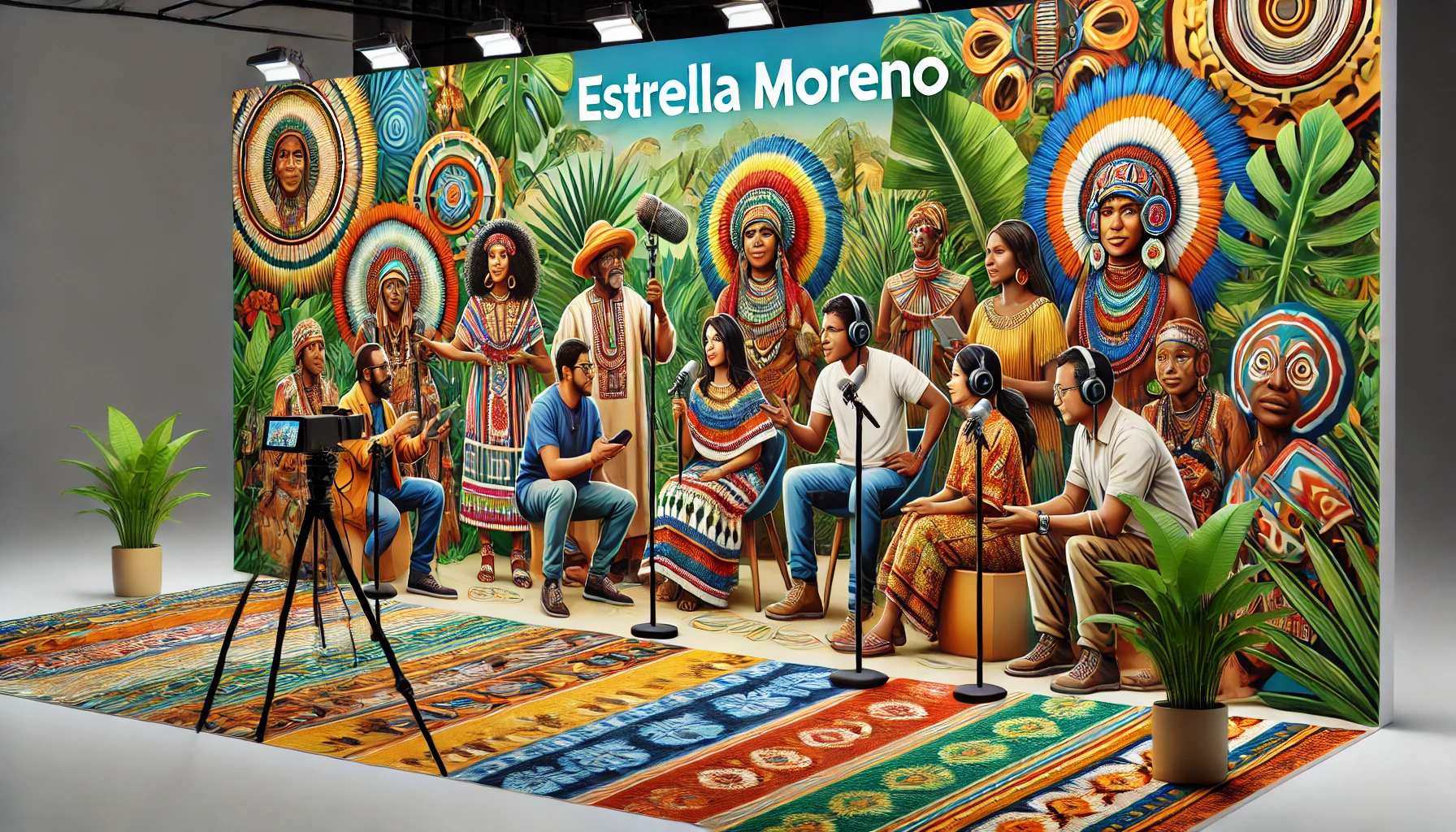 DALL·E 2024-11-16 08.53.53 - A hyper-realistic banner for 'Estrella Moreno', an Indigenous and Afro-Latin media company. The banner features a vibrant and inclusive scene with Afr