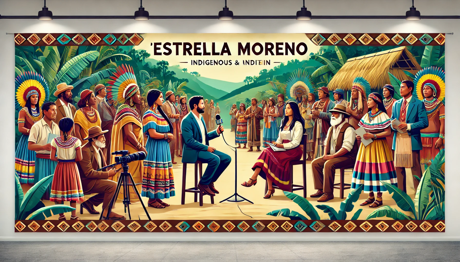 DALL·E 2024-11-16 08.54.01 - A professional and realistic banner design for 'Estrella Moreno', an Indigenous and Afro-Latin media company. The scene showcases a vibrant community